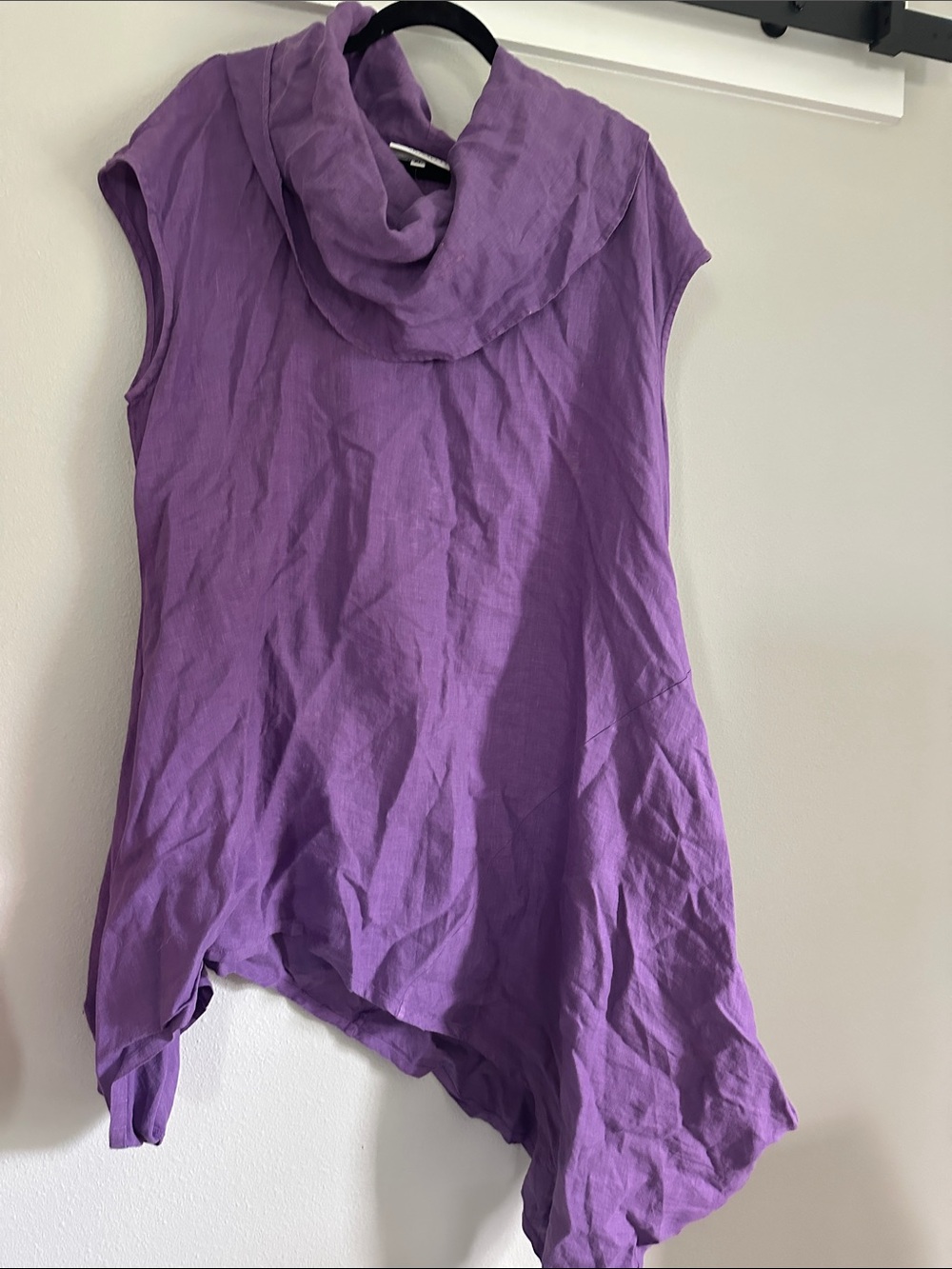 bryn Walker Purple Asymmetric Sleeveless Cowl Tunic